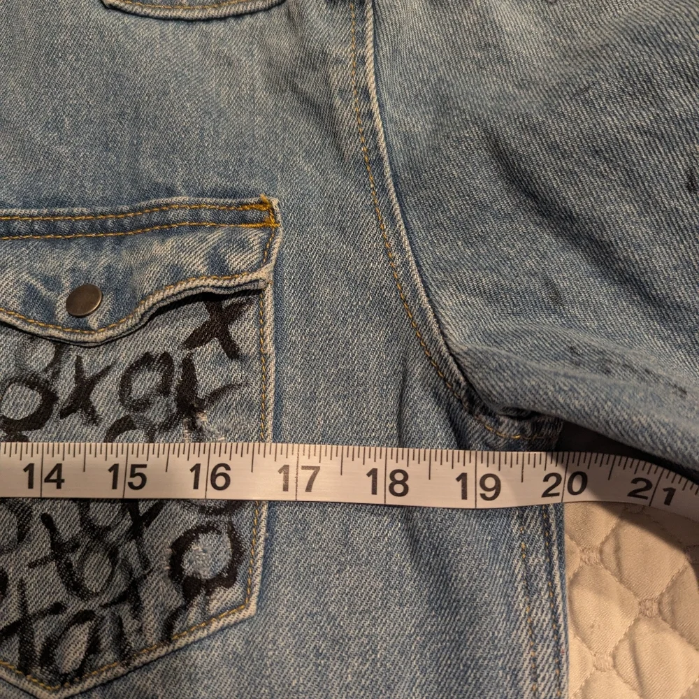 ZARA MAN Painted Denim Jean Jacket Medium Unisex - Picture 8 of 10